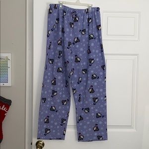 Purple penguin pajama pants